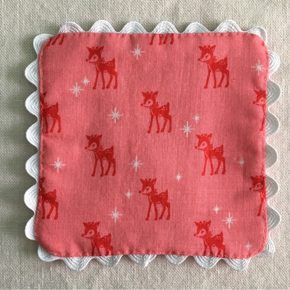 ✨Pink Mid-century Modern Reindeer Coasters, Hand Made Set of 2✨ - Picture 6 of 13